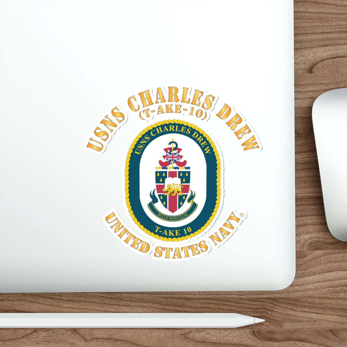Die-Cut Vinyl Sticker - Navy - USNS Charles Drew (T-AKE 10)