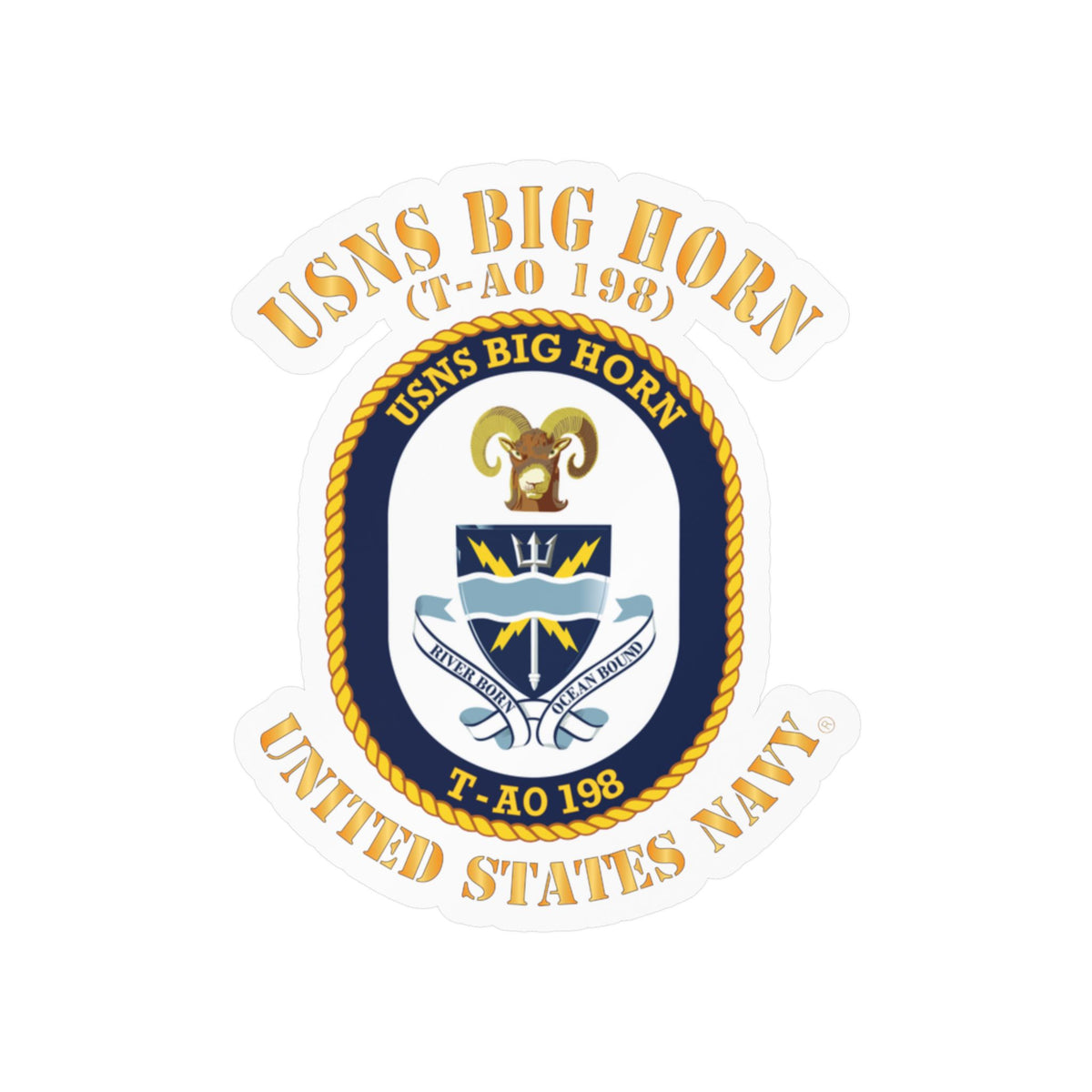 Kiss-Cut Vinyl Decal - Navy - USNS Big Horn (T-AO 198)
