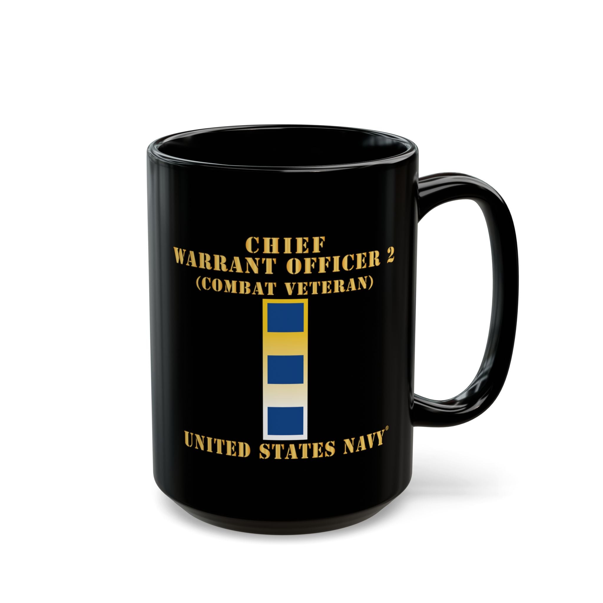 Black Mug (11oz, 15oz) - Navy - Chief Warrant Officer 2 - CW02 - Combat Veteran