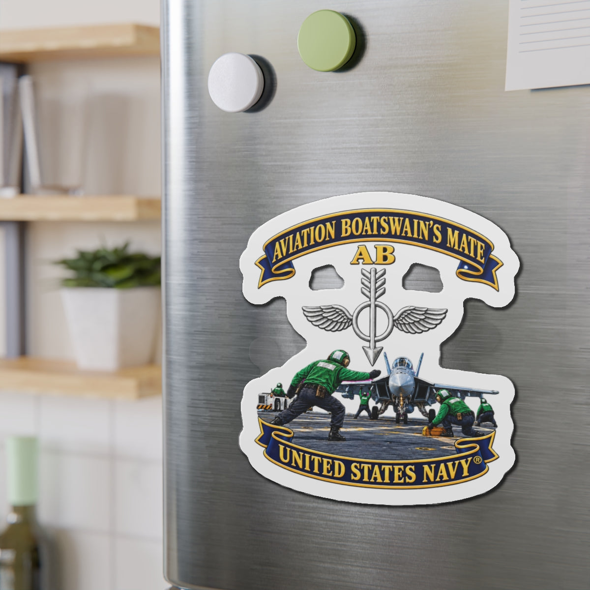 Die-Cut Magnet - Navy - Aviation Boatswains Mate Br with AC handler Scene - 3D - Enhanced