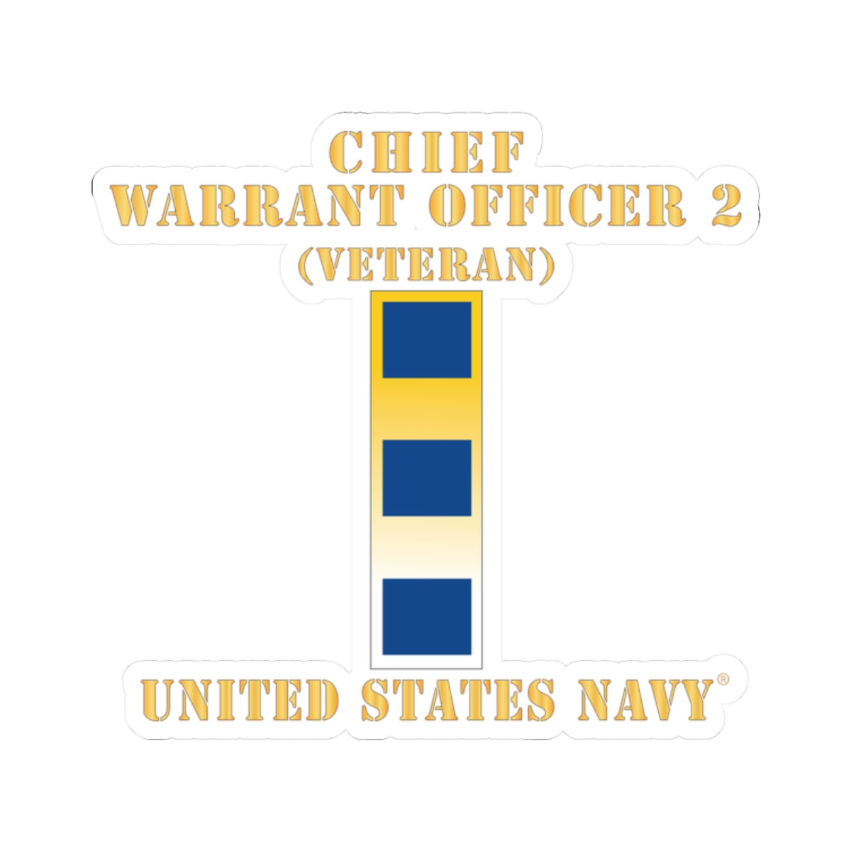 Kiss-Cut Stickers - Navy - Chief Warrant Officer 2 - CW02 - Veteran