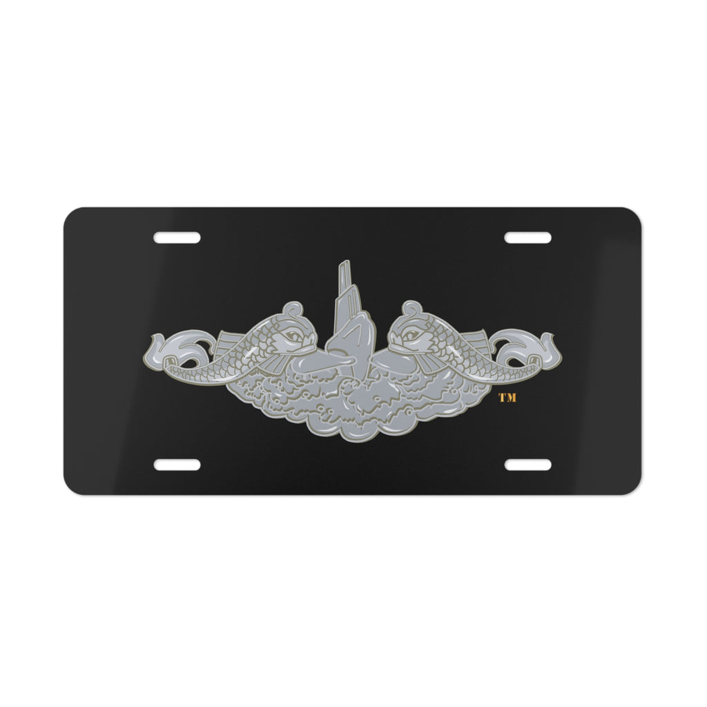 Vanity License Plate - Navy - Submarine Badge - Silver  wo Txt