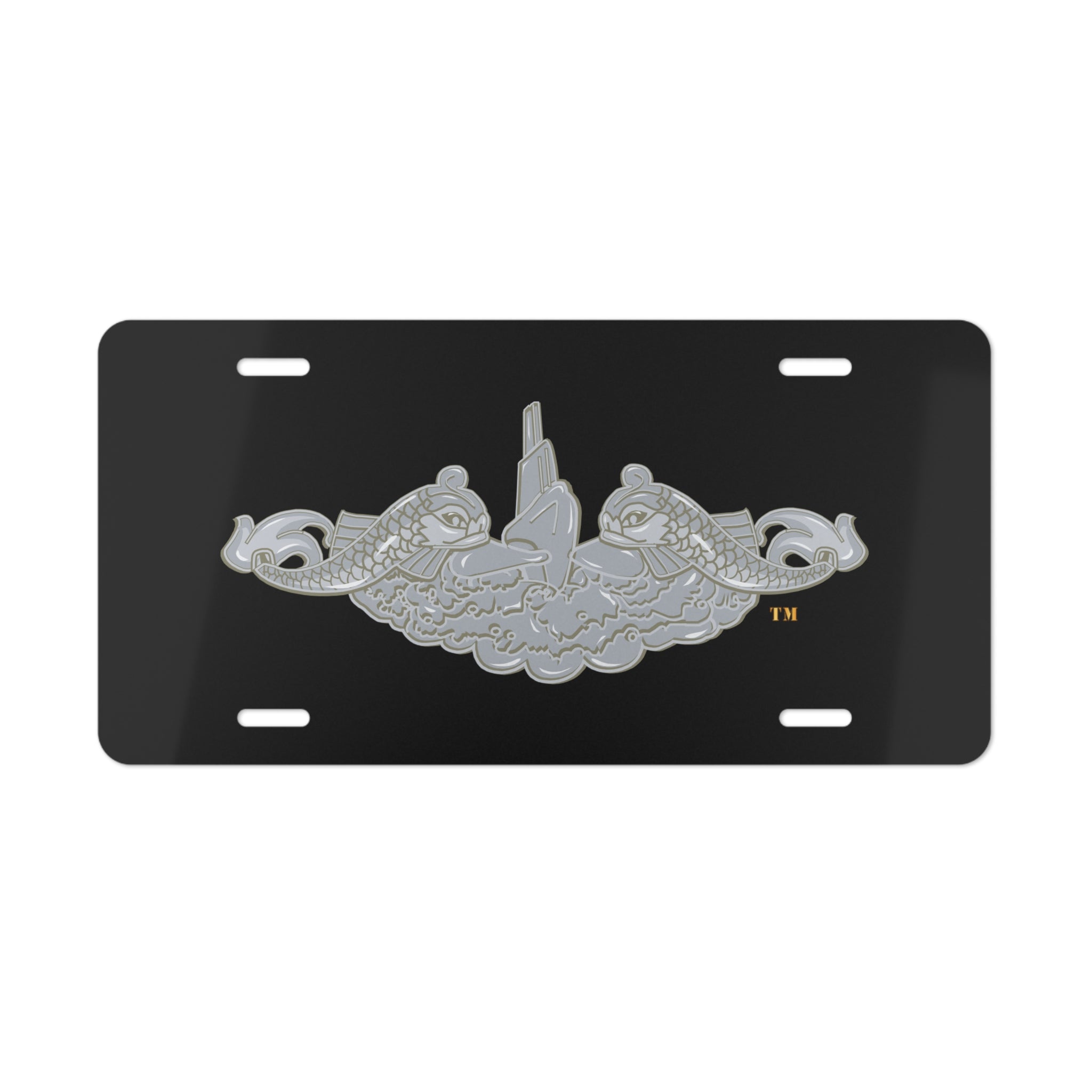 Vanity License Plate - Navy - Submarine Badge - Silver  wo Txt