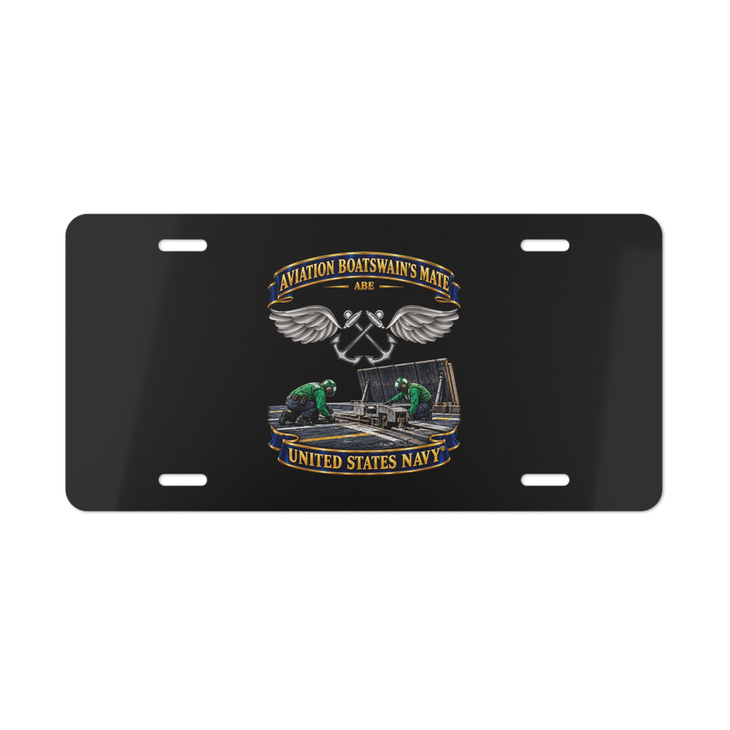 Vanity License Plate - Navy - Rate - Aviation Boatswain's Mate (ABE) - with Scene - 3D - Enhanced