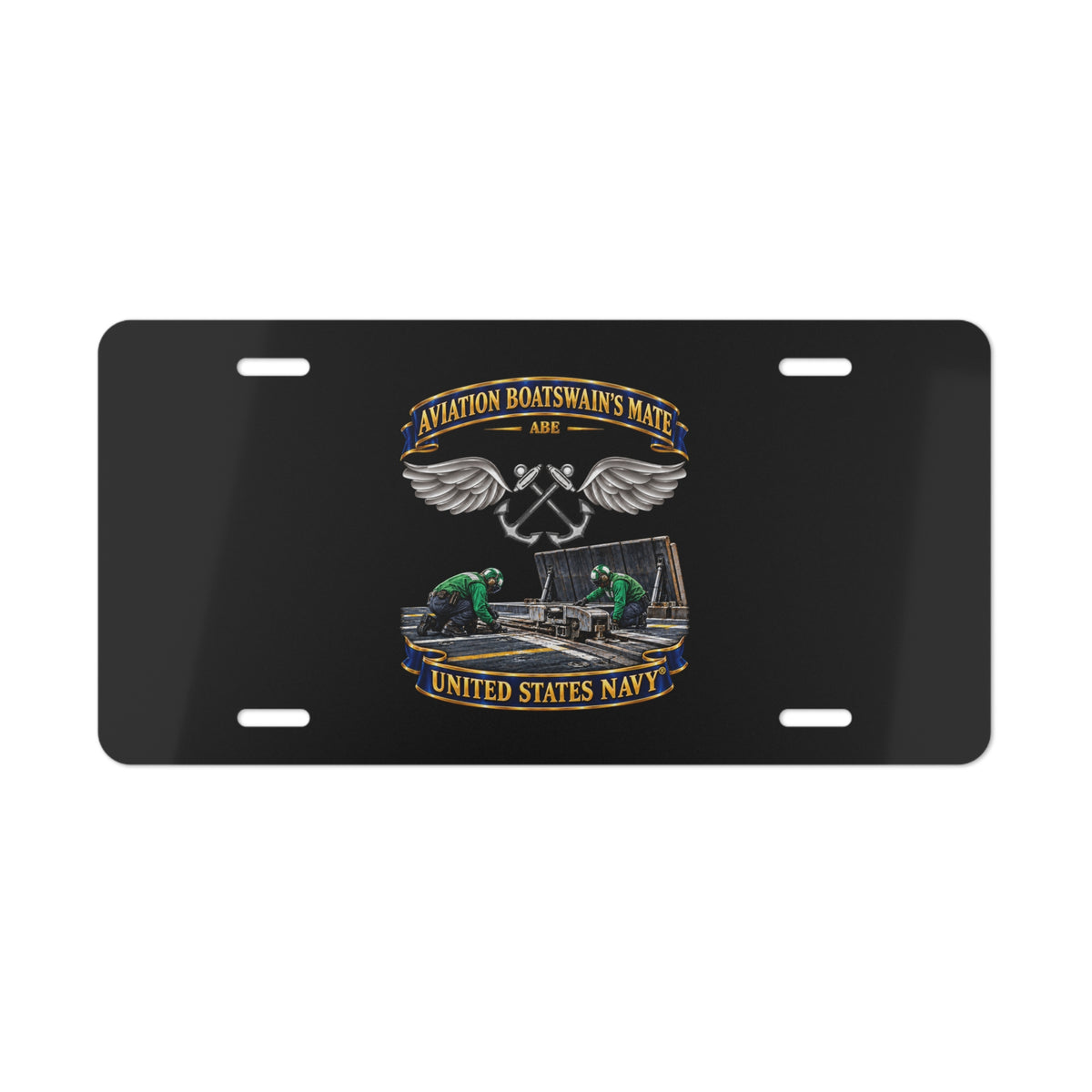 Vanity License Plate - Navy - Rate - Aviation Boatswain's Mate (ABE) - with Scene - 3D - Enhanced