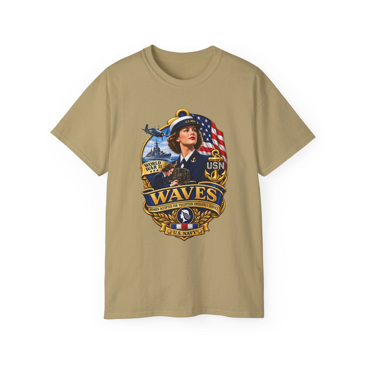 Unisex Ultra Cotton T-Shirt - WAVES - Women Accepted for Volunteer Emergency Service WWII - 3D - Enhanced