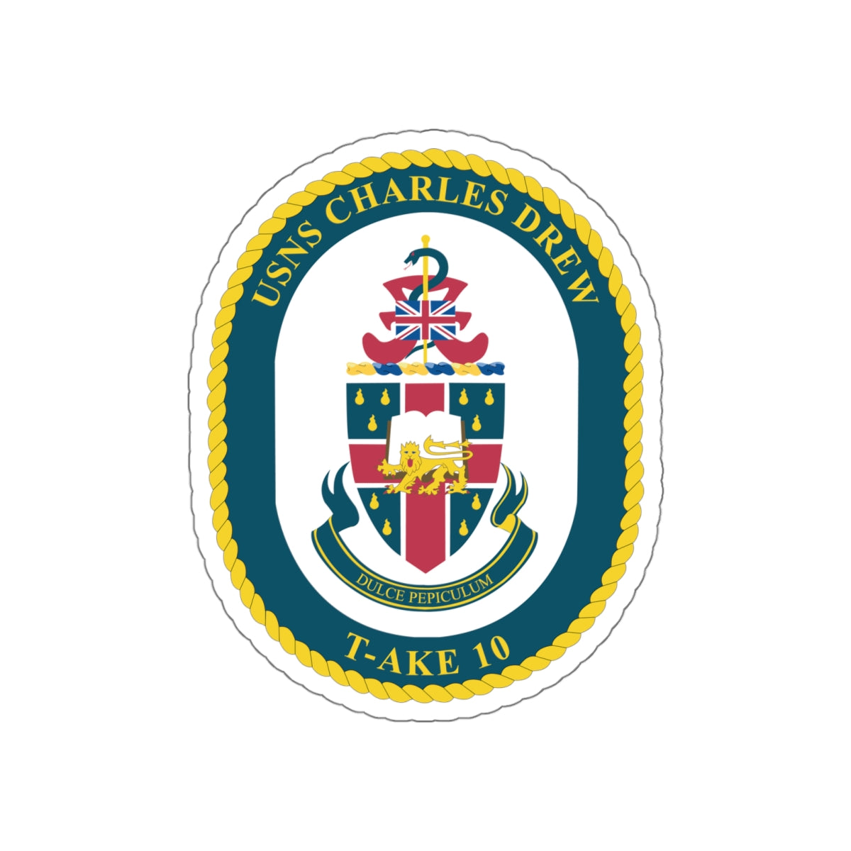 Die-Cut Vinyl Sticker - Navy - USNS Charles Drew (T-AKE 10) wo txt