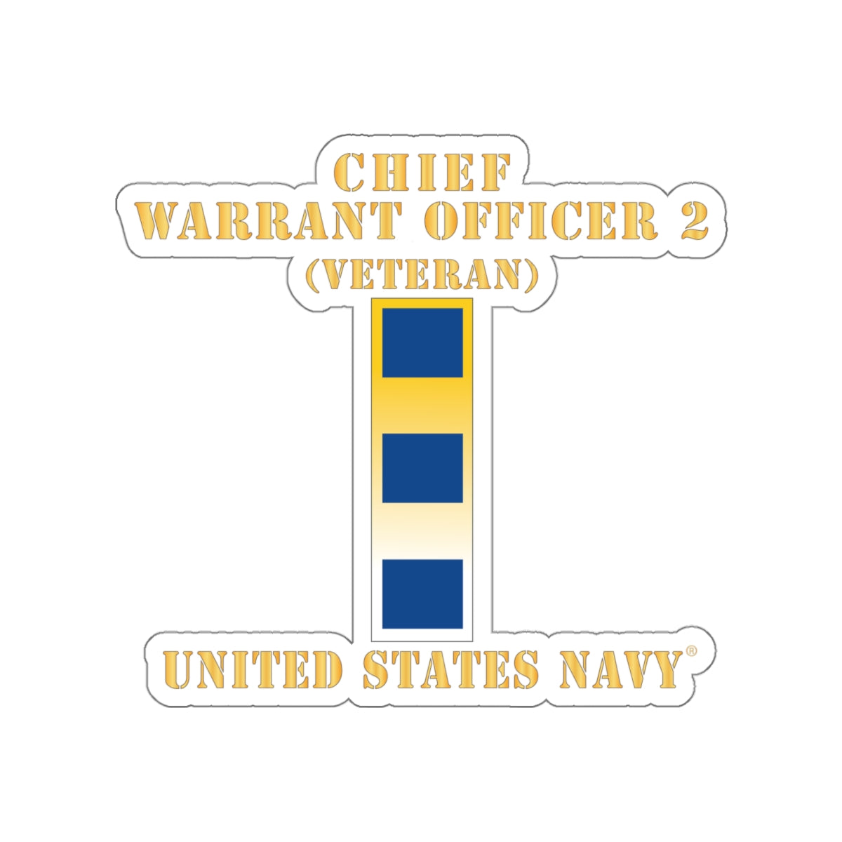 Die-Cut Vinyl Sticker - Navy - Chief Warrant Officer 2 - CW02 - Veteran