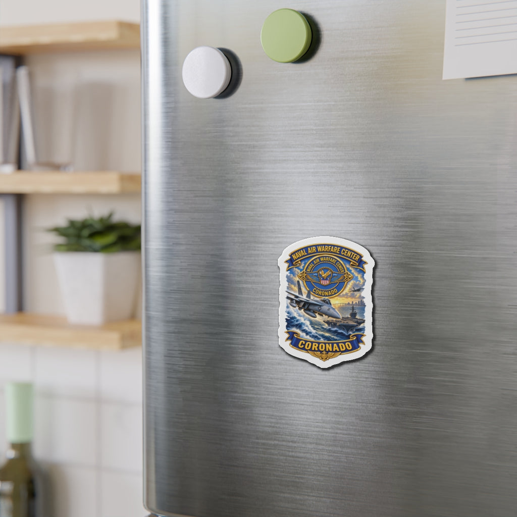 Die-Cut Magnet - NAVY - Naval Air Warfare Center - Coronado - Crest - with Scene - 3D - Enhanced