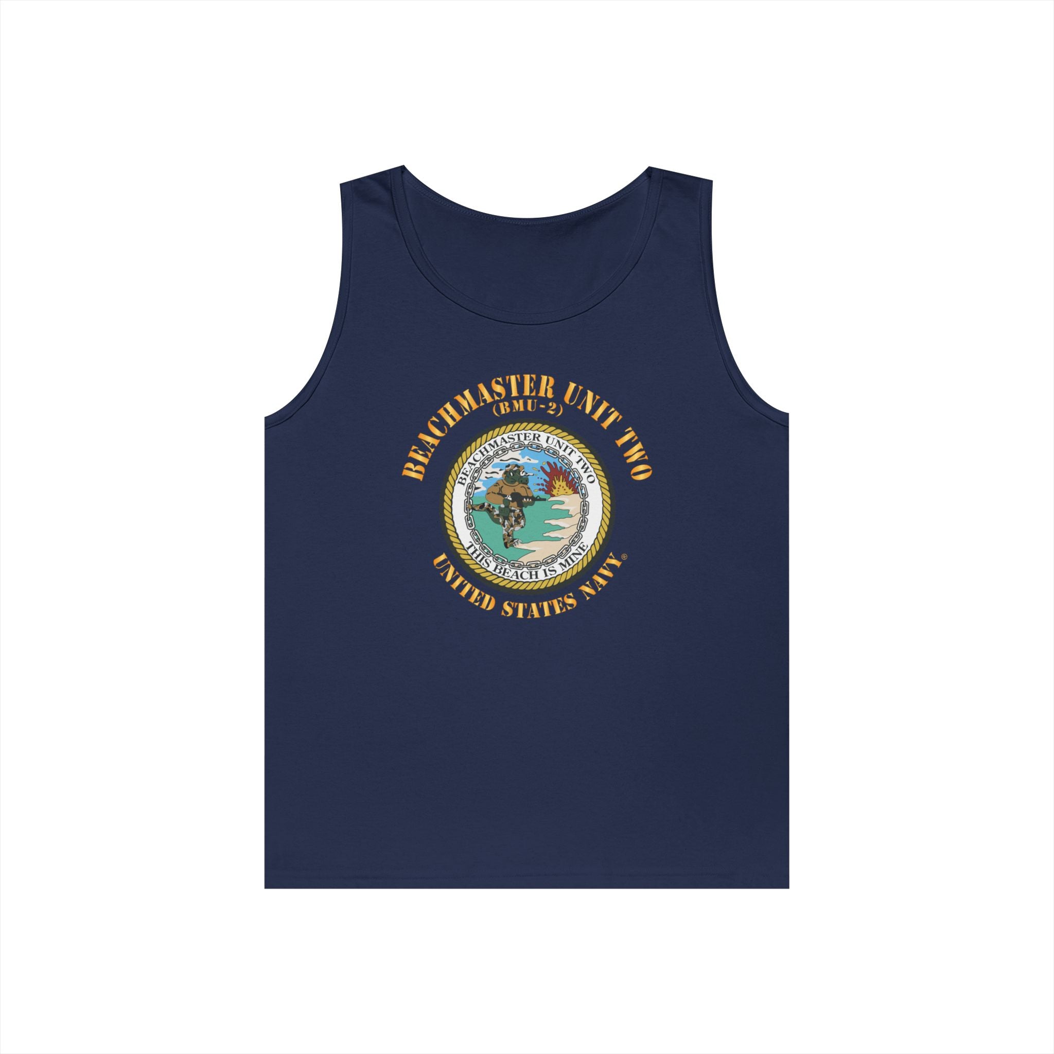 Unisex Heavy Cotton Tank Top - Navy - Beachmaster Unit Two (BMU-2) X 300