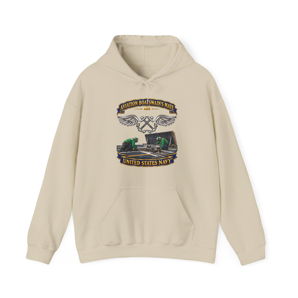 Unisex Heavy Blend™ Hoodies - Navy - Rate - Aviation Boatswain's Mate (ABE) - with Scene - 3D - Enhanced