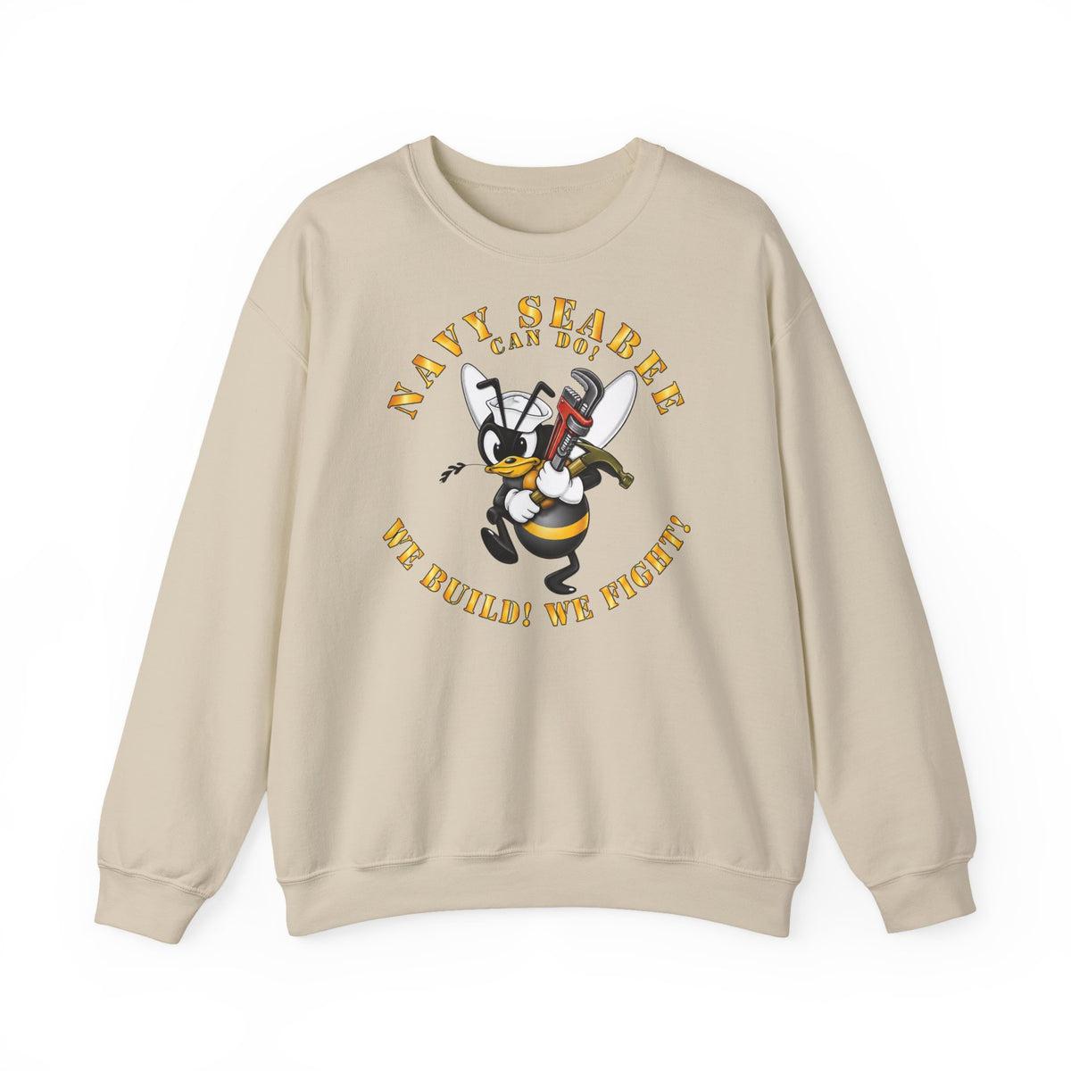 Unisex Heavy Blend™ Crewneck Sweatshirt - Navy - Navy SeaBee - w Wrench and Hammer X 300