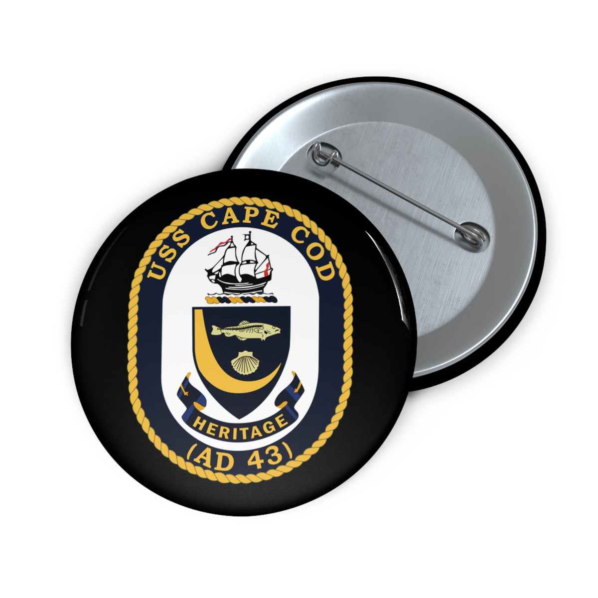 Pin Button - Navy - USS Cape Cod (AD 43) wo txt X 300