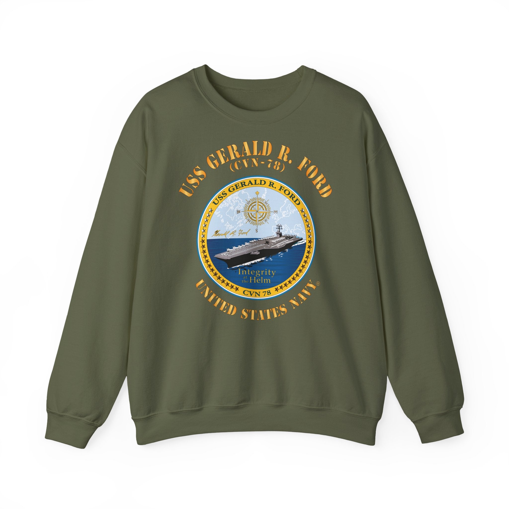 Unisex Heavy Blend™ Crewneck Sweatshirt - Navy - USS Gerald R. Ford (CVN-78)