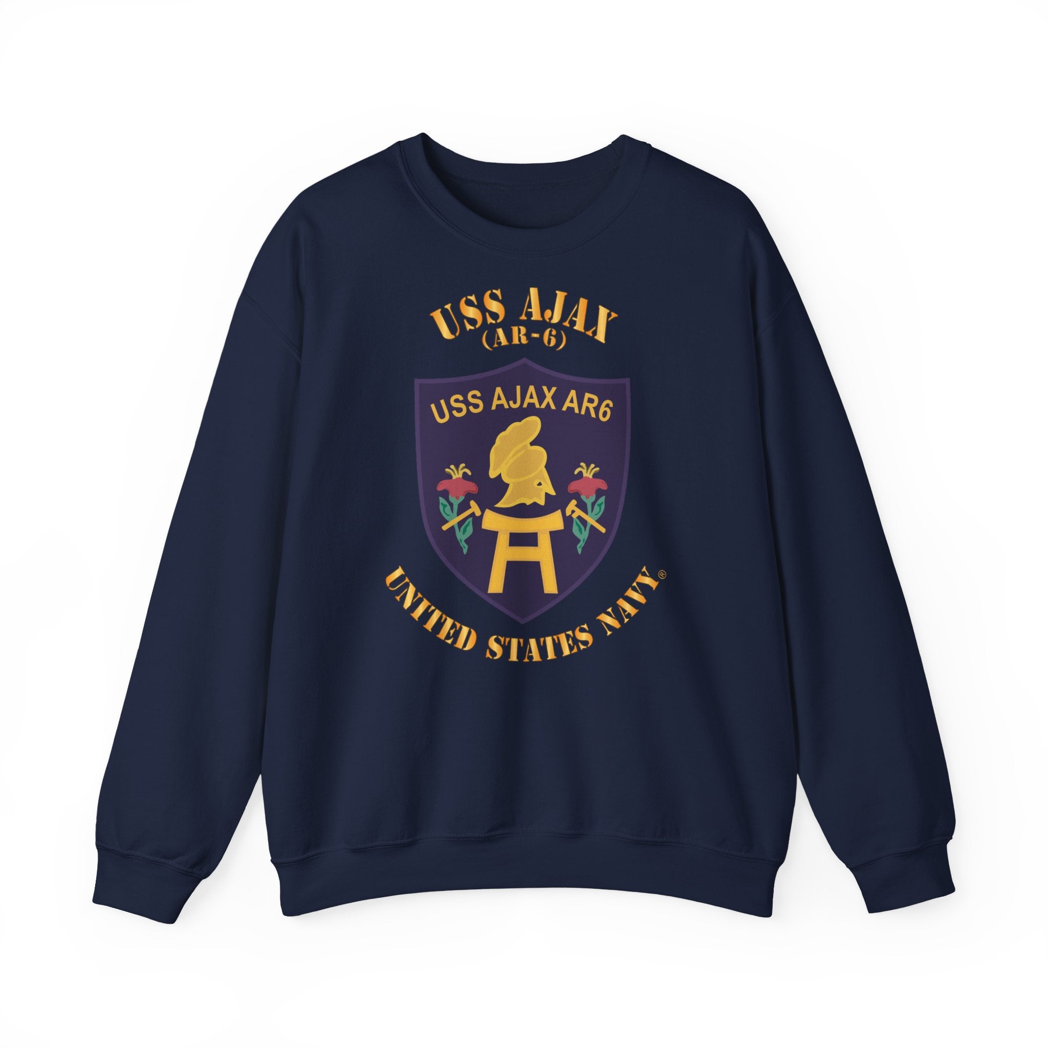 Unisex Heavy Blend™ Crewneck Sweatshirt - Navy - USS Ajax (AR-6)