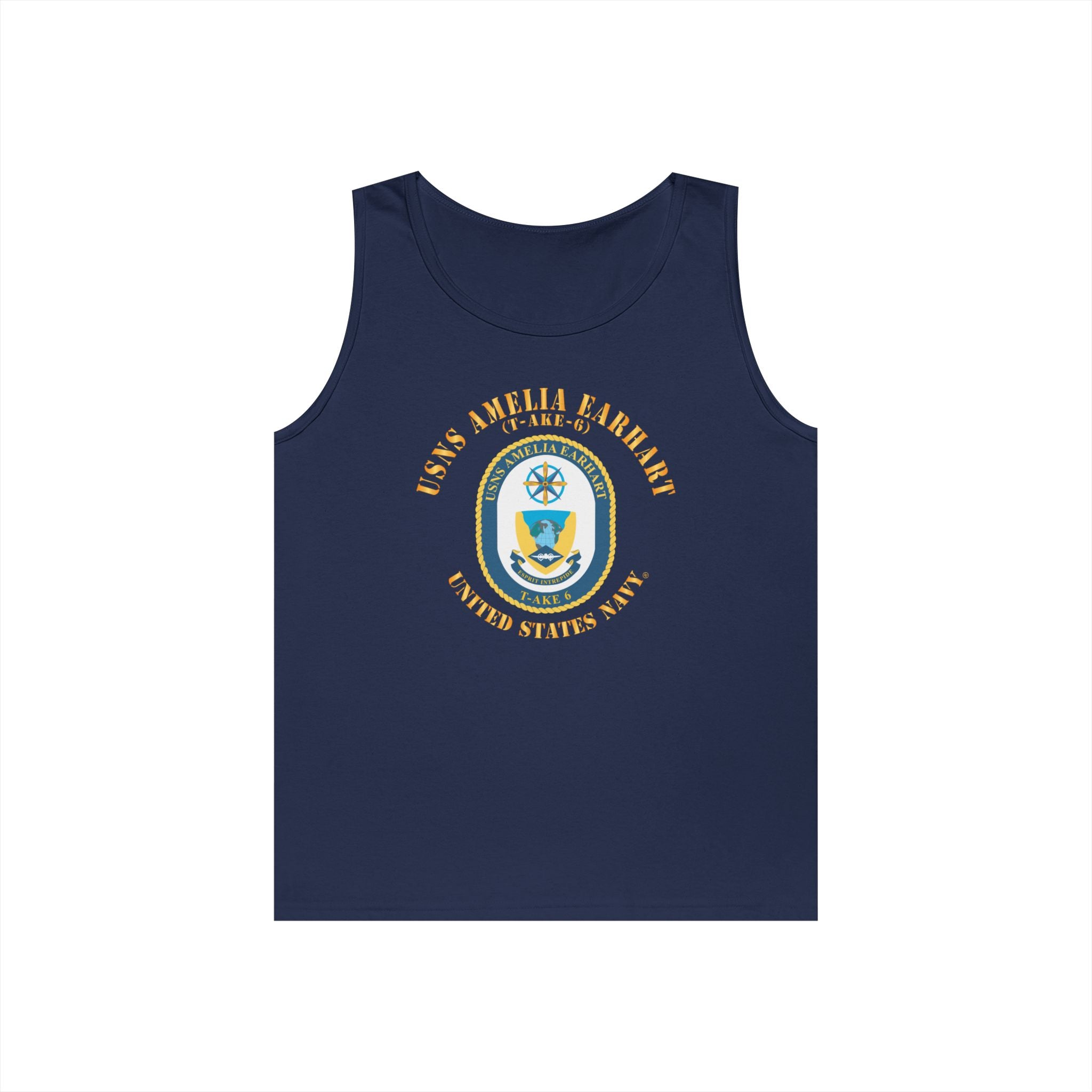Unisex Heavy Cotton Tank Top - Navy - USNS Amelia Earhart (T-AKE 6)