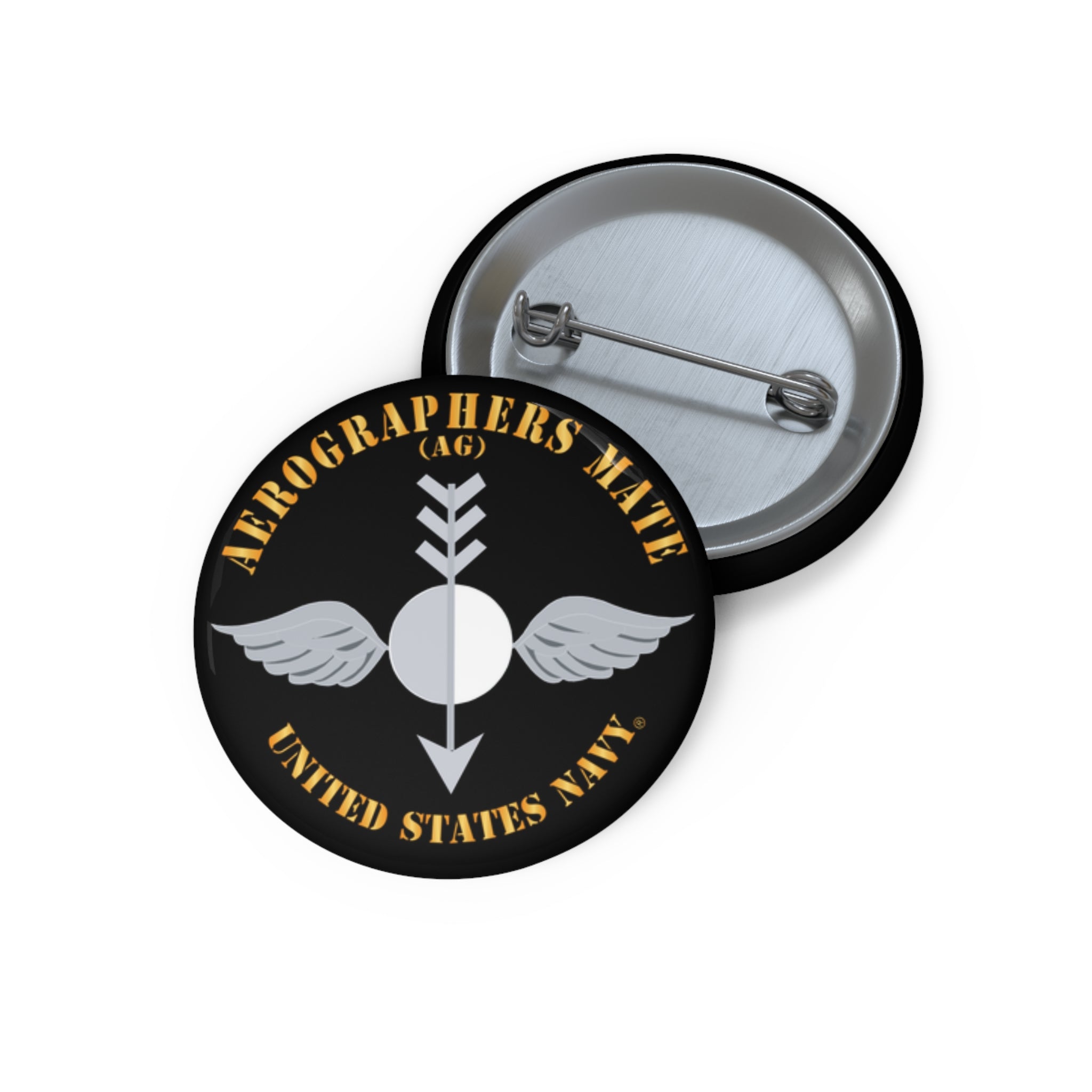 Custom Pin Button - Navy - Aerographers Mate (AG) X 300