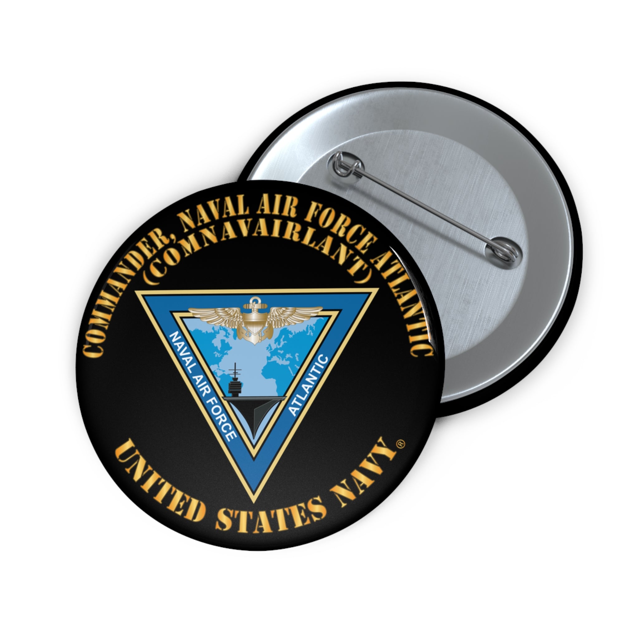 Custom Pin Button - Navy - Commander, Naval Air Force Atlantic - COMNAVAIRLANT