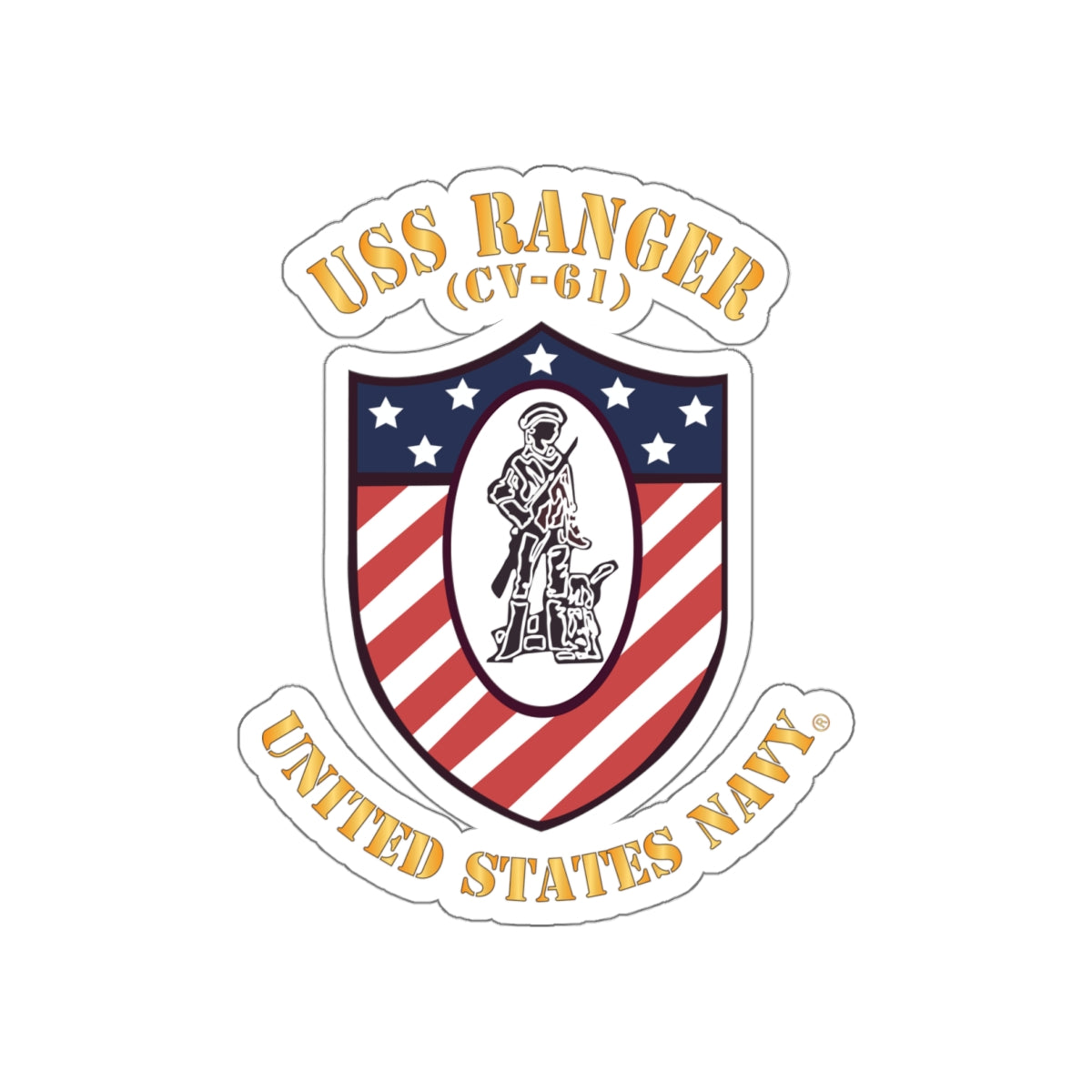 Die-Cut Vinyl Sticker - Navy - USS Ranger (CV-61) X 300