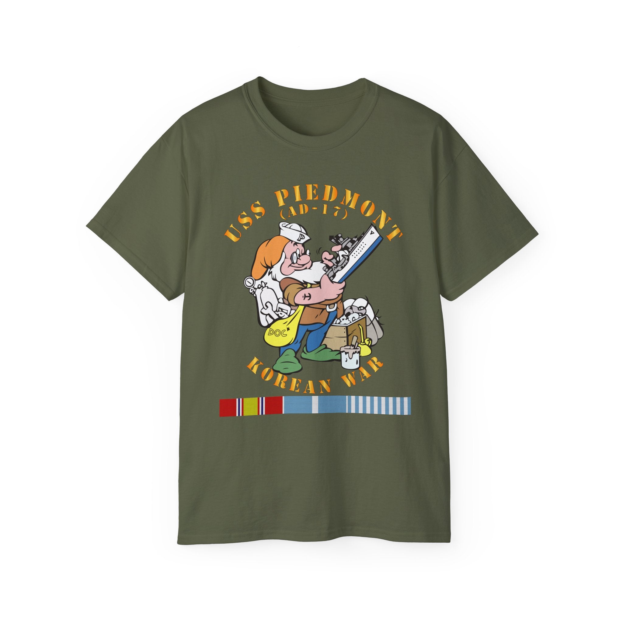 Unisex Ultra Cotton T-Shirt - Navy - USS Piedmont (AD-17) w KOREA SVC - Korean War
