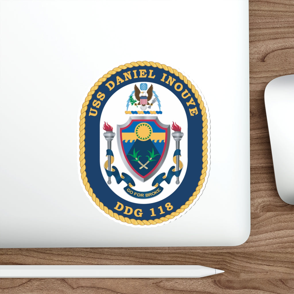 Die-Cut Vinyl Sticker - Navy - USS Daniel Inouye (DDG-118) wo txt