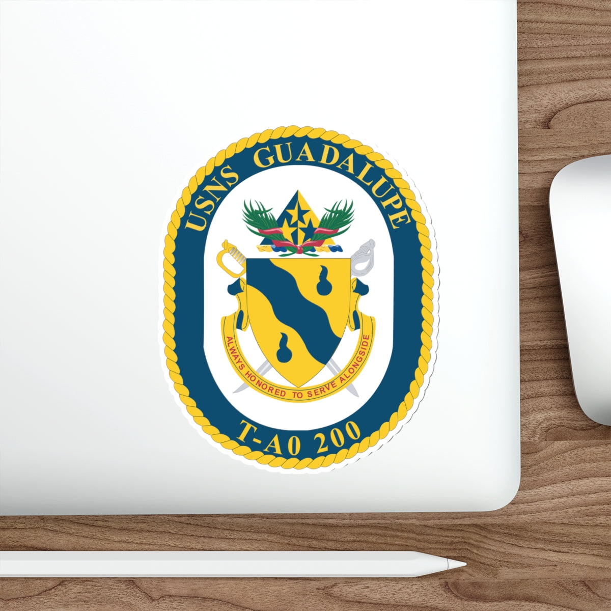 Die-Cut Vinyl Sticker - Navy - USNS Guadalupe (T-AO 200) wo txt X 300