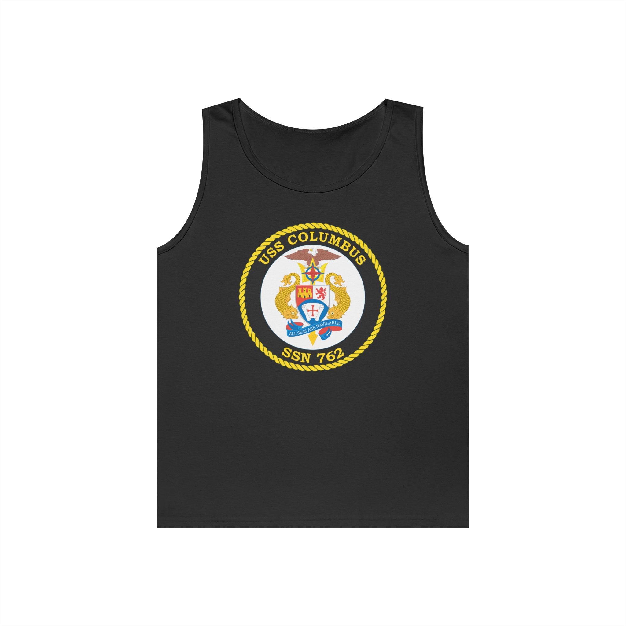 Unisex Heavy Cotton Tank Top - Navy - USS Columbus (SSN-762) wo txt