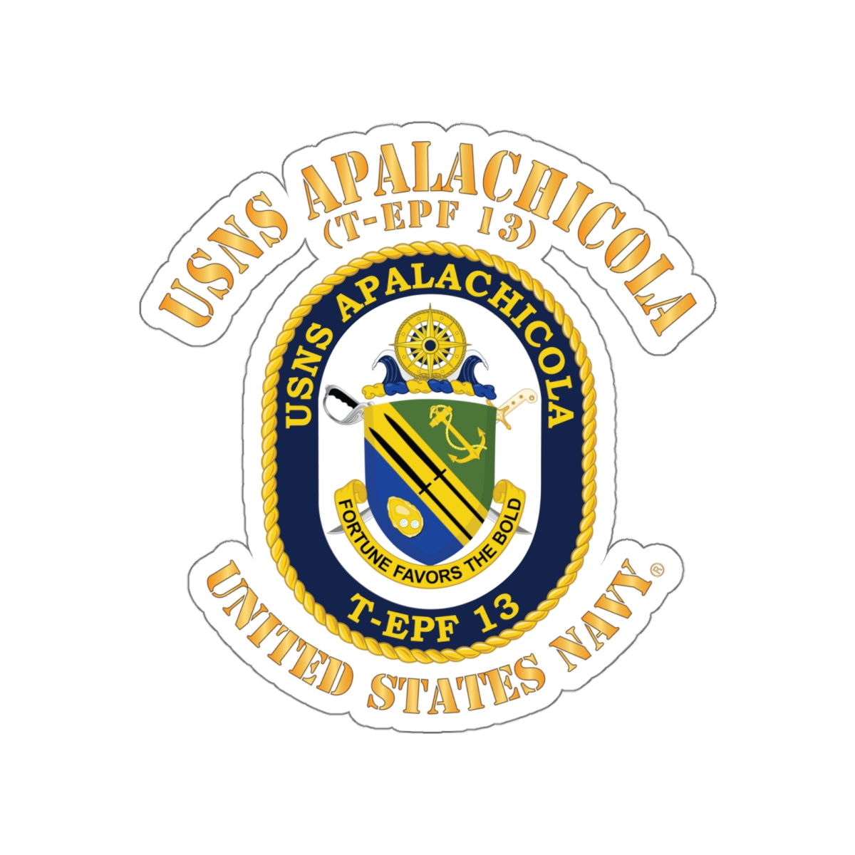 Die-Cut Vinyl Sticker - Navy - USNS Apalachicola (T-EPF 13)