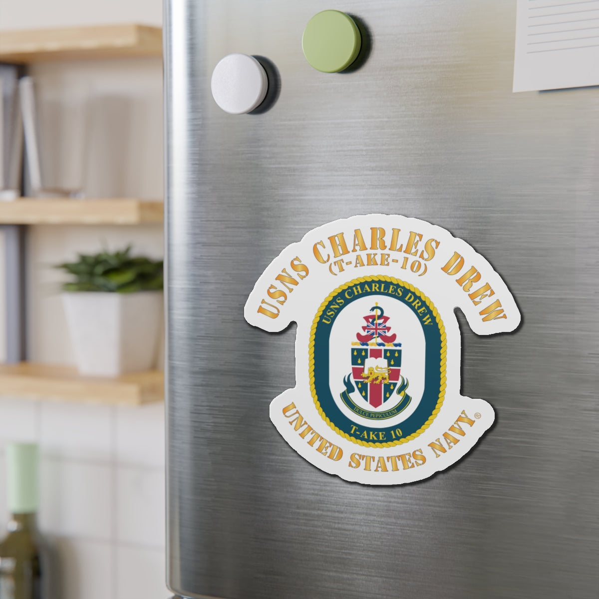 Die-Cut Magnet - Navy - USNS Charles Drew (T-AKE 10)