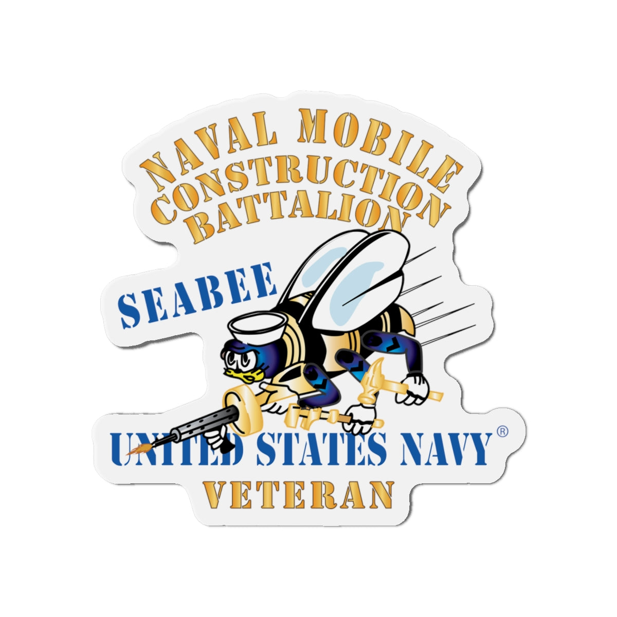 Die-Cut Magnet - Navy - Seabee - Veteran