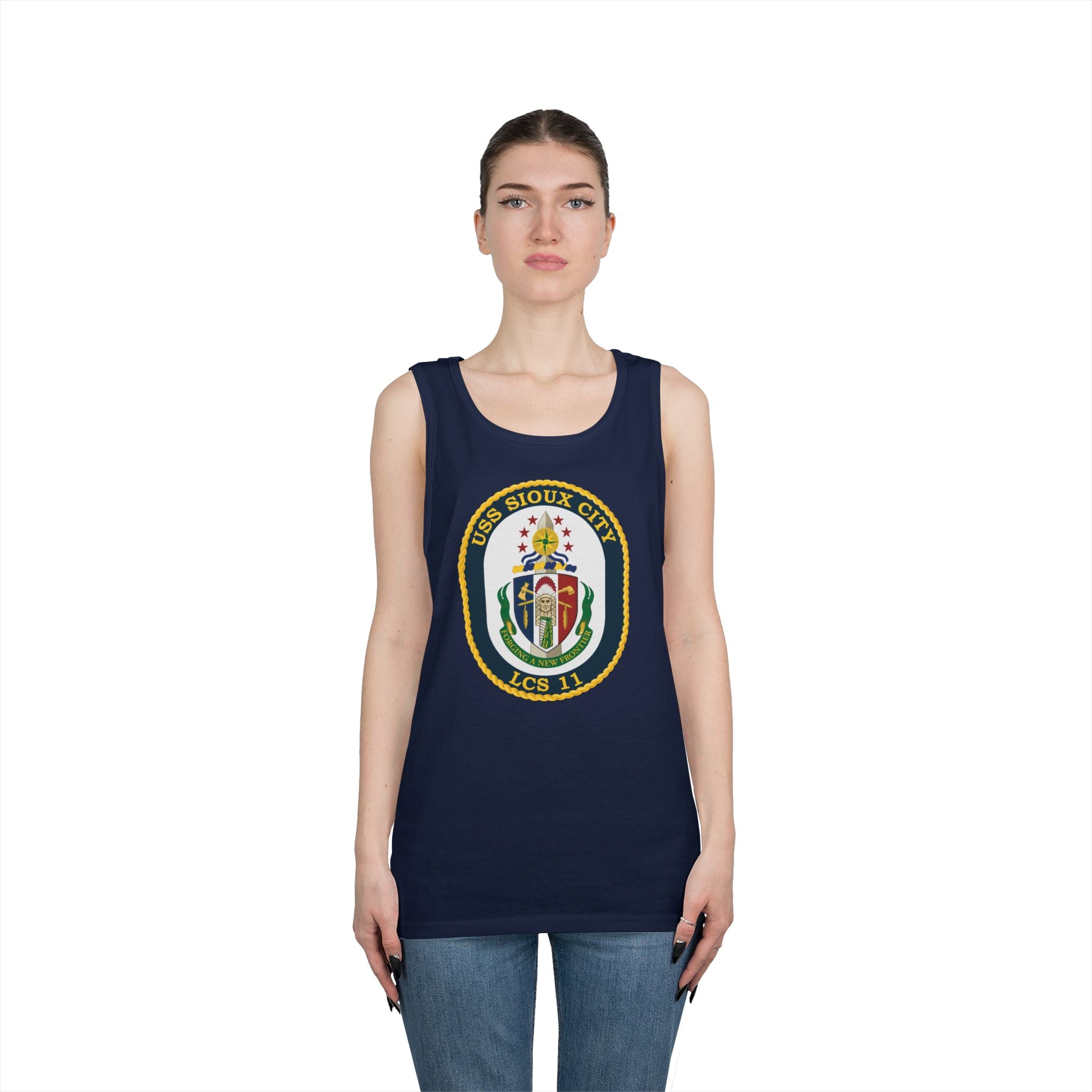 Unisex Heavy Cotton Tank Top - Navy - USS Sioux City (LCS-11) wo Txt
