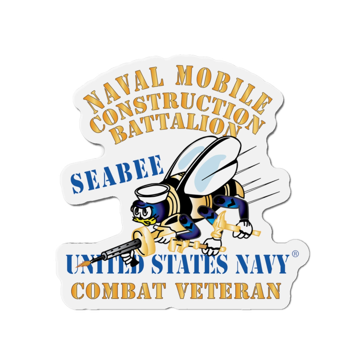 Die-Cut Magnet - Navy - Seabee - Combat Veteran