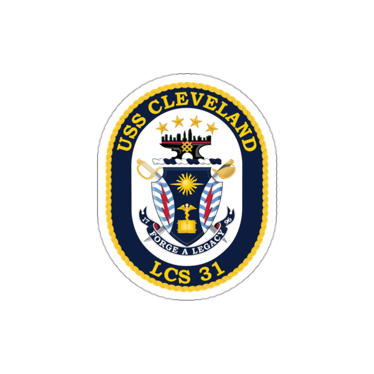 Die-Cut Vinyl Sticker - Navy - USS Cleveland (LCS-31) wo txt
