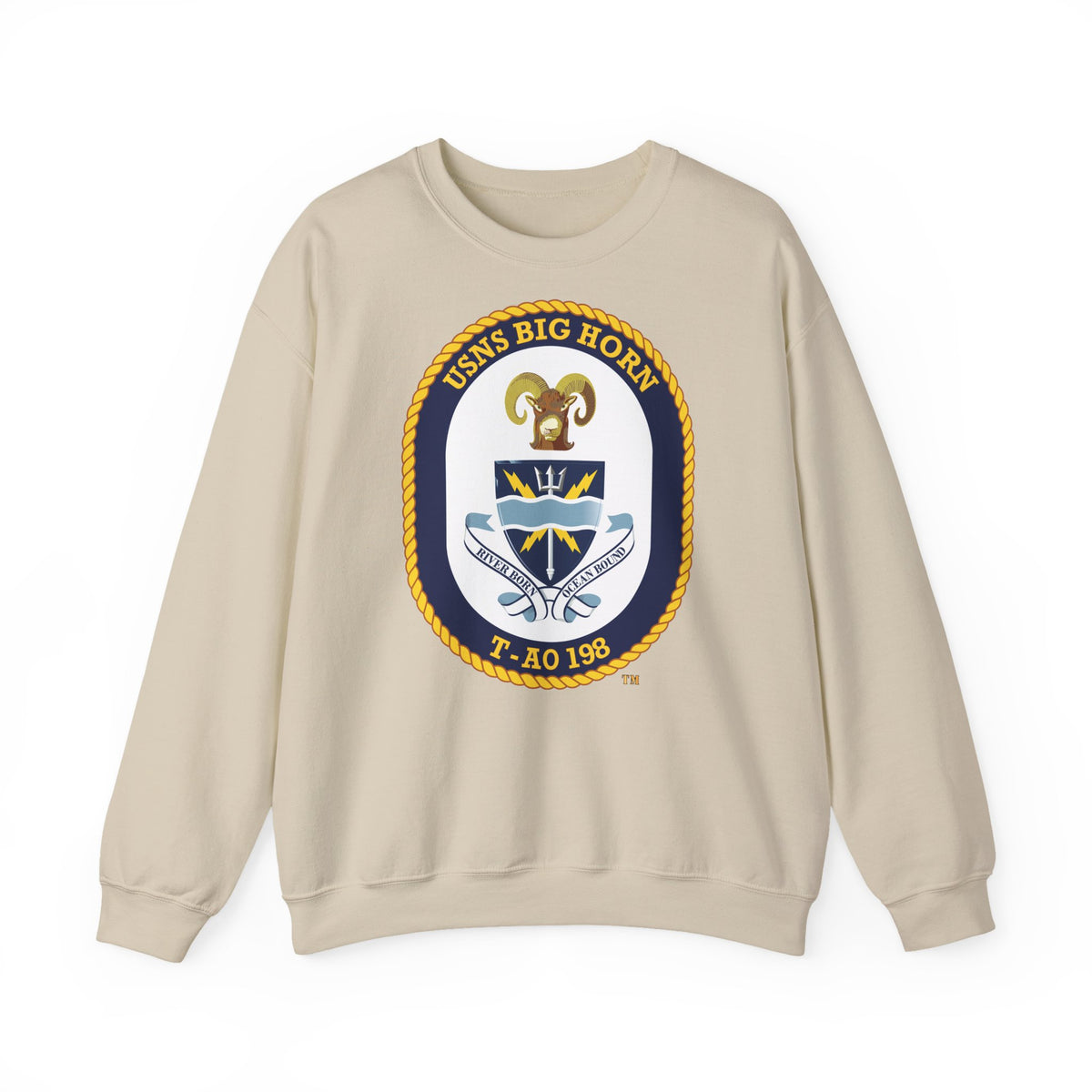 Unisex Heavy Blend™ Crewneck Sweatshirt - Navy - USNS Big Horn (T-AO 198) wo txt