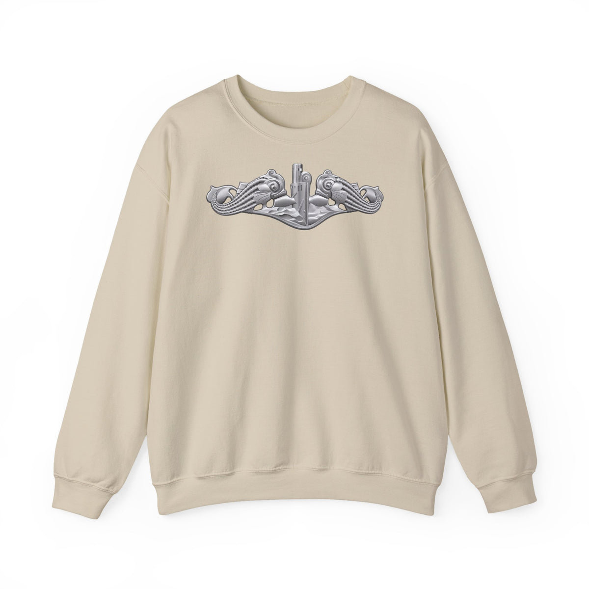 Unisex Heavy Blend™ Crewneck Sweatshirt - Navy - Badge - Submarine Warfare wo txt - Enlisted - 3D - Enhanced