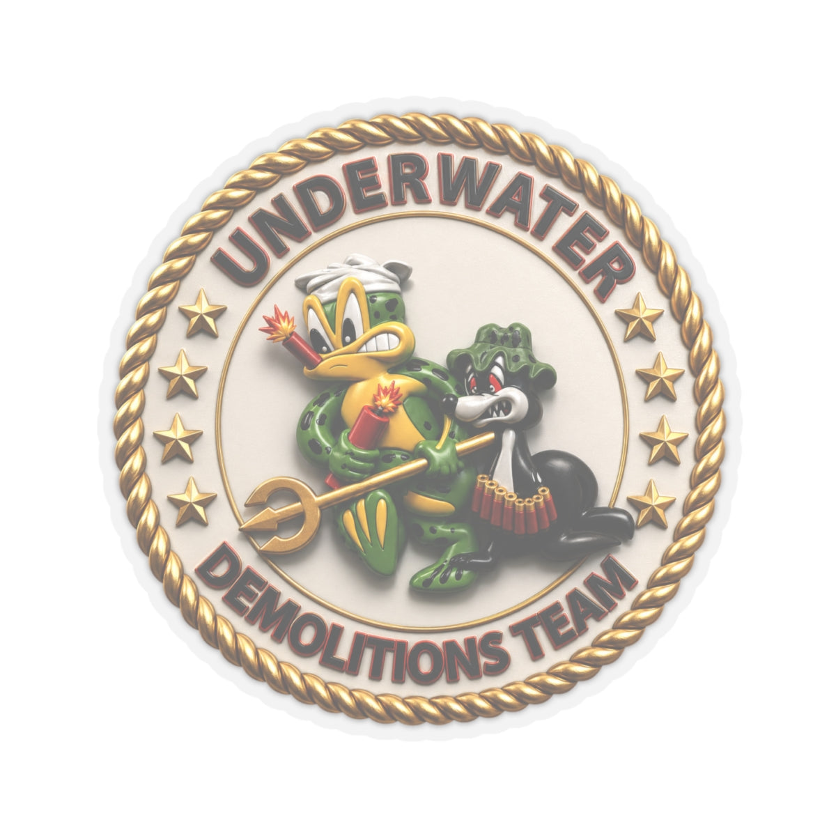 Kiss-Cut Stickers - Navy - SOF - Underwater Demolitions Team - Sammy - Freddie - 3D - Enhanced