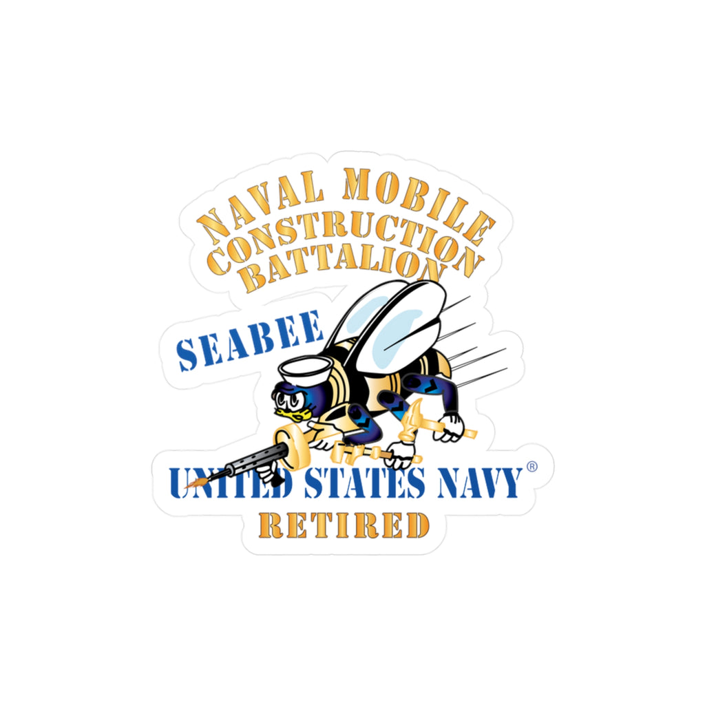 Kiss-Cut Vinyl Decal - Navy - Seabee - Retired