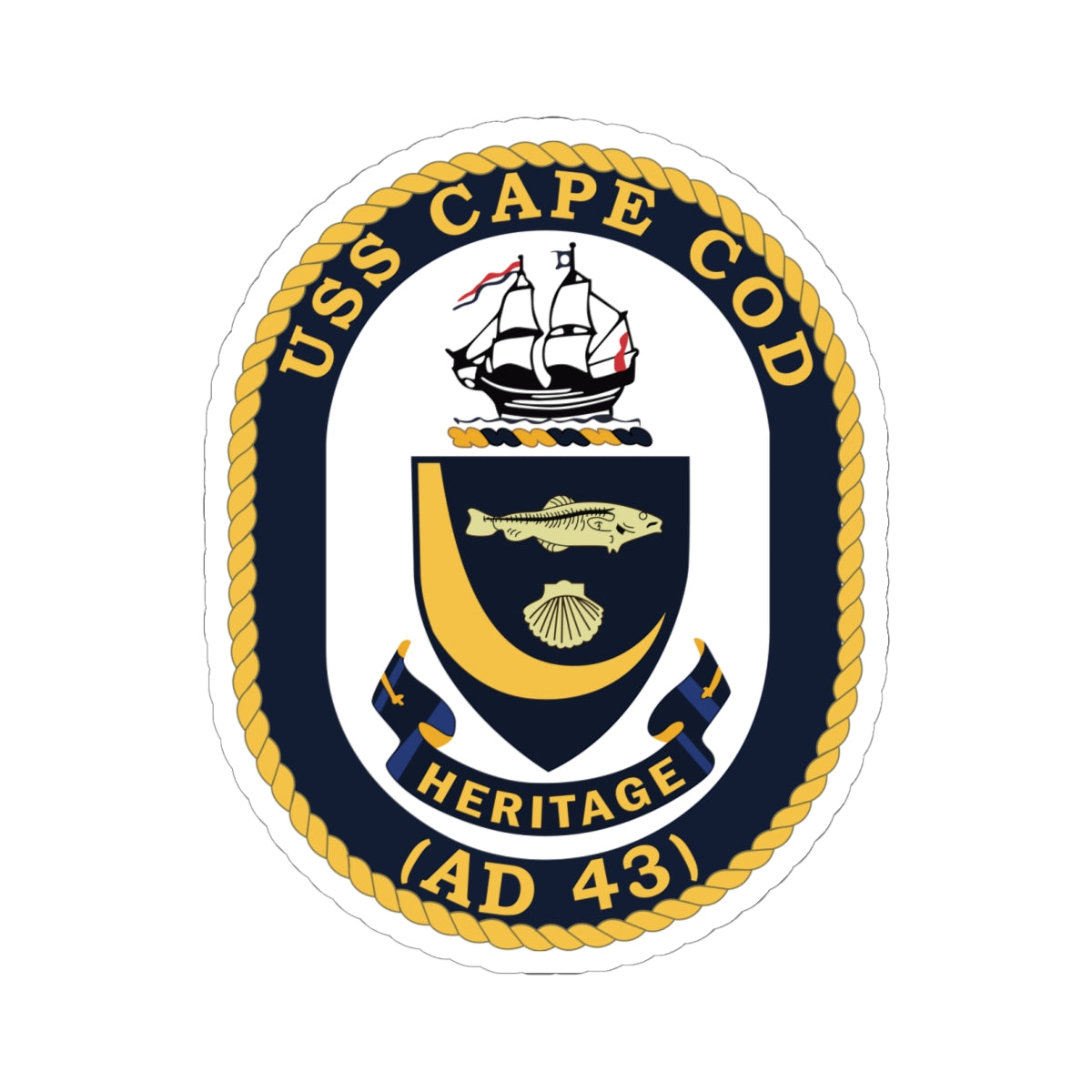 Kiss-Cut Stickers - Navy - USS Cape Cod (AD 43) wo txt X 300
