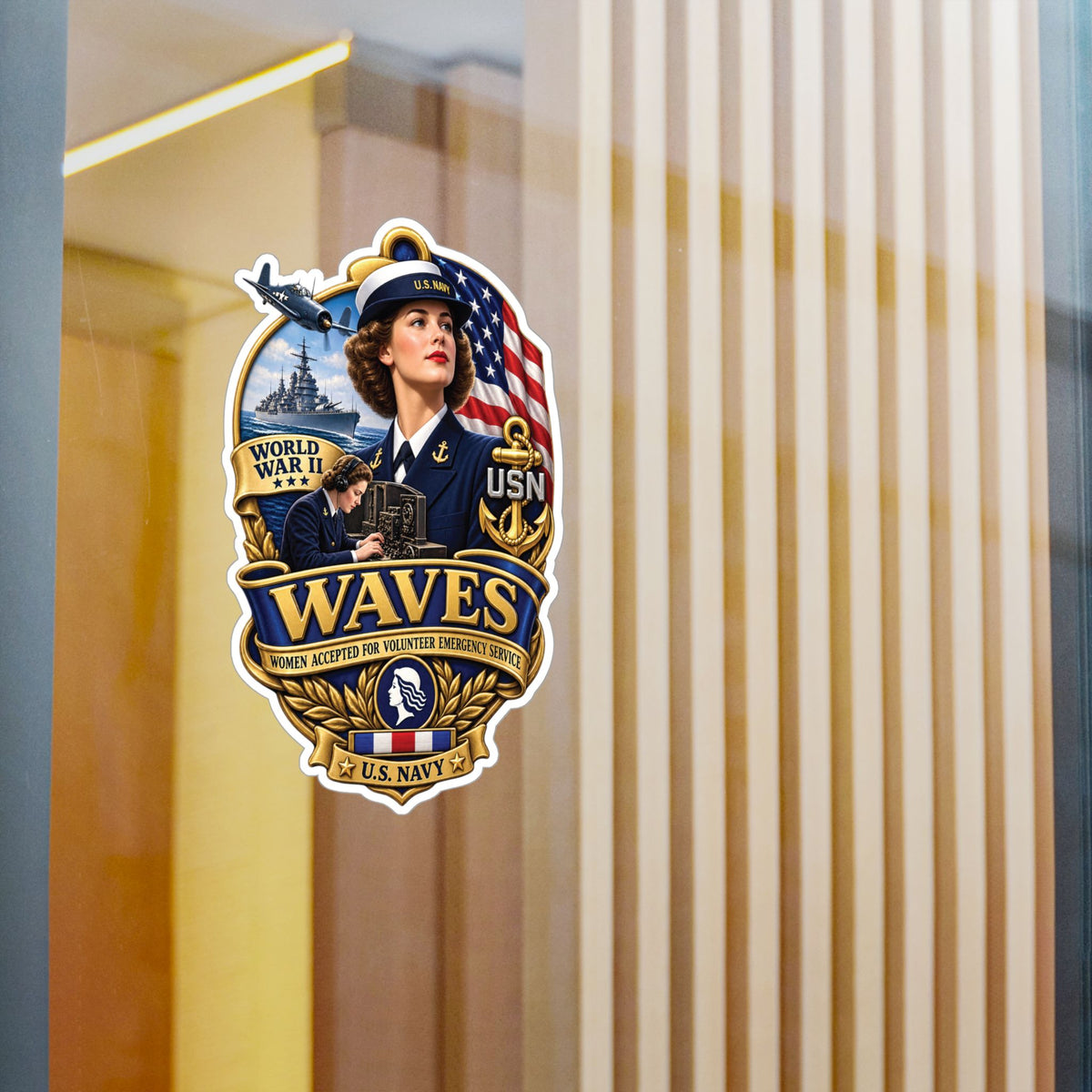 Kiss-Cut Vinyl Decal - WAVES - Women Accepted for Volunteer Emergency Service WWII - 3D - Enhanced