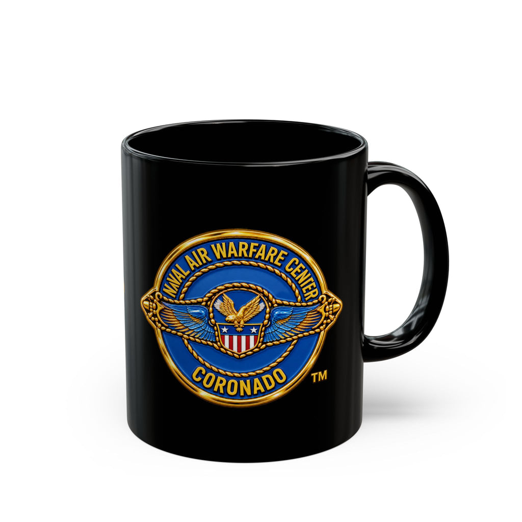 Black Mug (11oz, 15oz) - Navy - Naval Air Warfare Center - Coronado - Crest - 3D - Enhanced