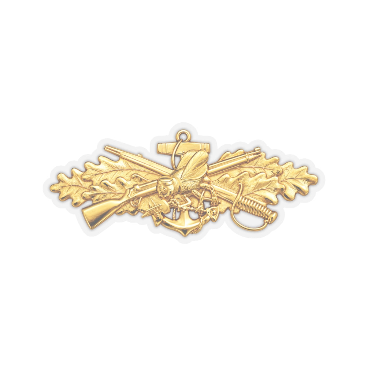 Kiss-Cut Stickers - Navy - Badge - Seabee combat warfare specialist wo txt - Officer - 3D - Enhanced