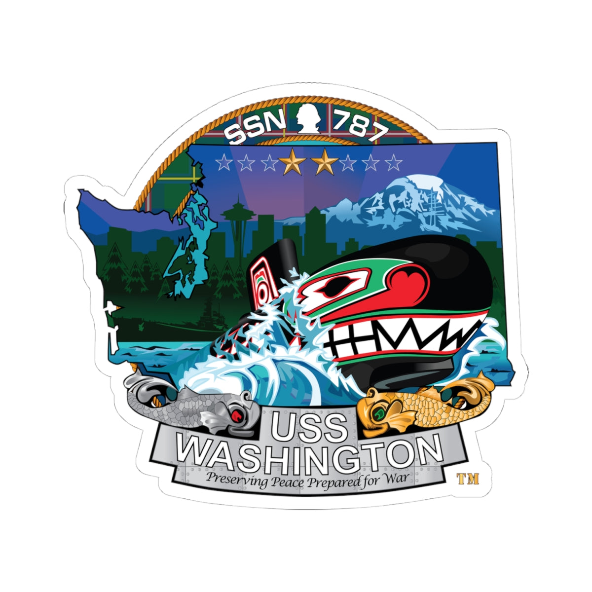 Kiss-Cut Stickers - Navy - USS Washington (SSN-787) wo txt X 300