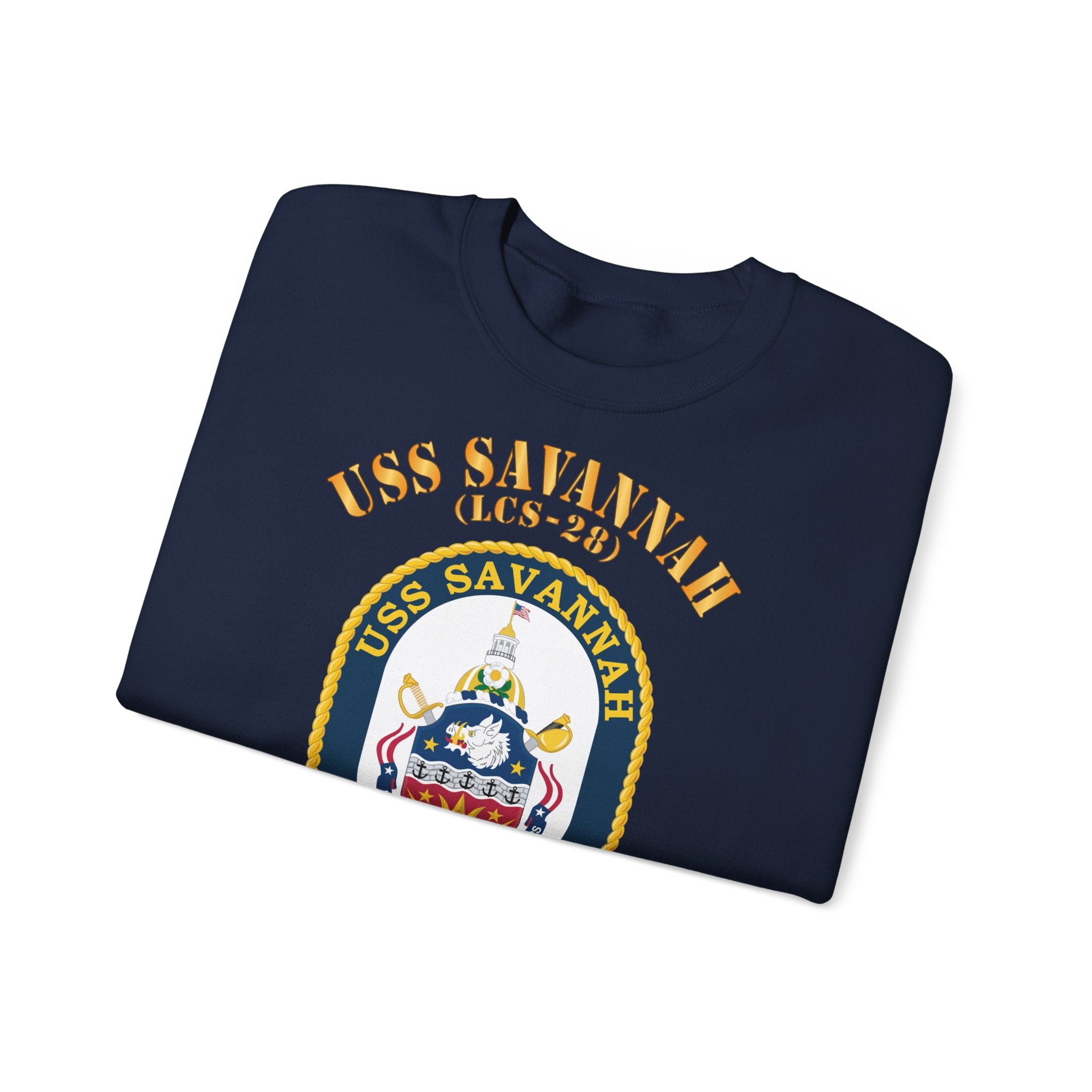 Unisex Heavy Blend™ Crewneck Sweatshirt - Navy - USS Savannah (LCS-28)