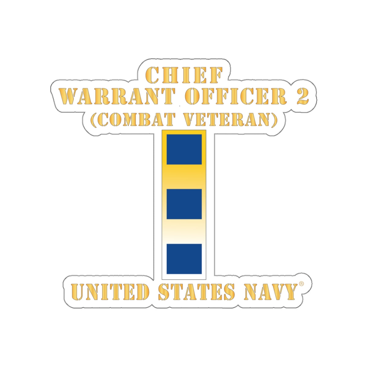 Die-Cut Vinyl Sticker - Navy - Chief Warrant Officer 2 - CW02 - Combat Veteran