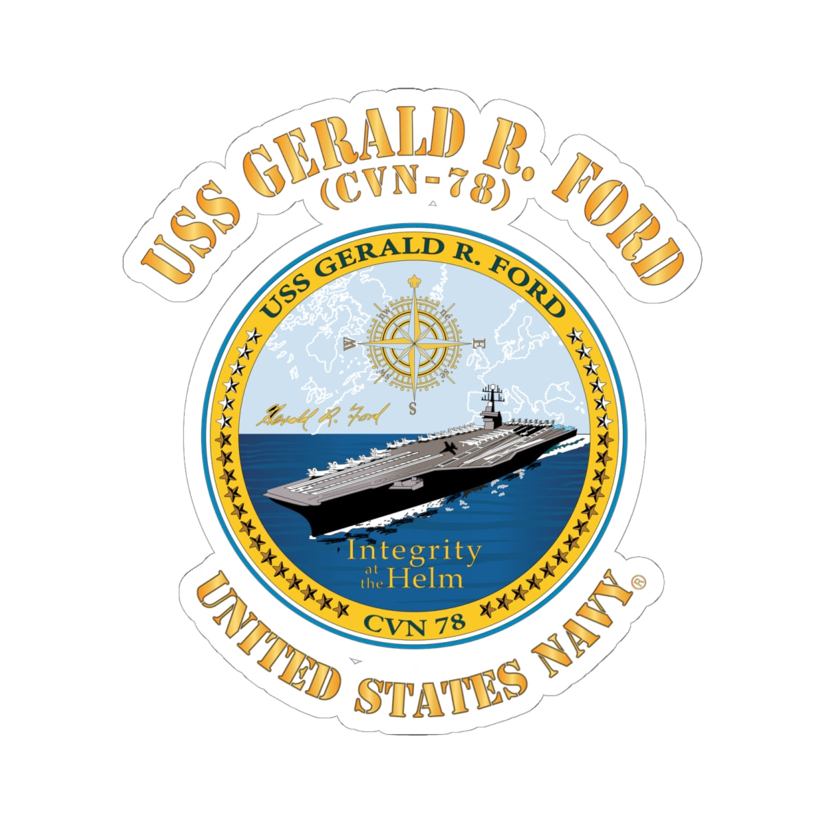 Kiss-Cut Stickers - Navy - USS Gerald R. Ford (CVN-78)