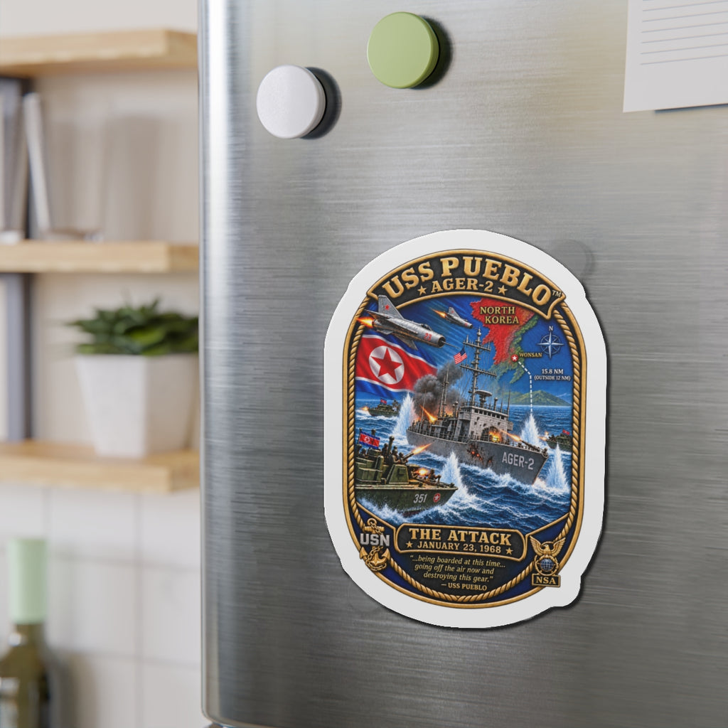 Die-Cut Magnet - Navy - USS Pueblo Attack-Defense Commemorative Patch - 3D - Enhanced