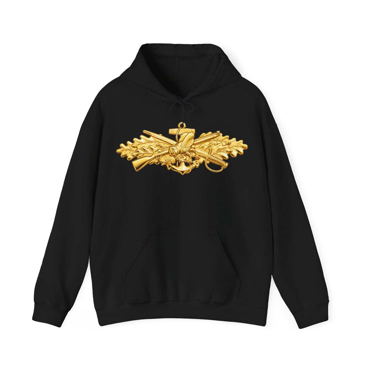 Unisex Heavy Blend™ Hoodies - Navy - Badge - Seabee combat warfare specialist wo txt - Officer - 3D - Enhanced