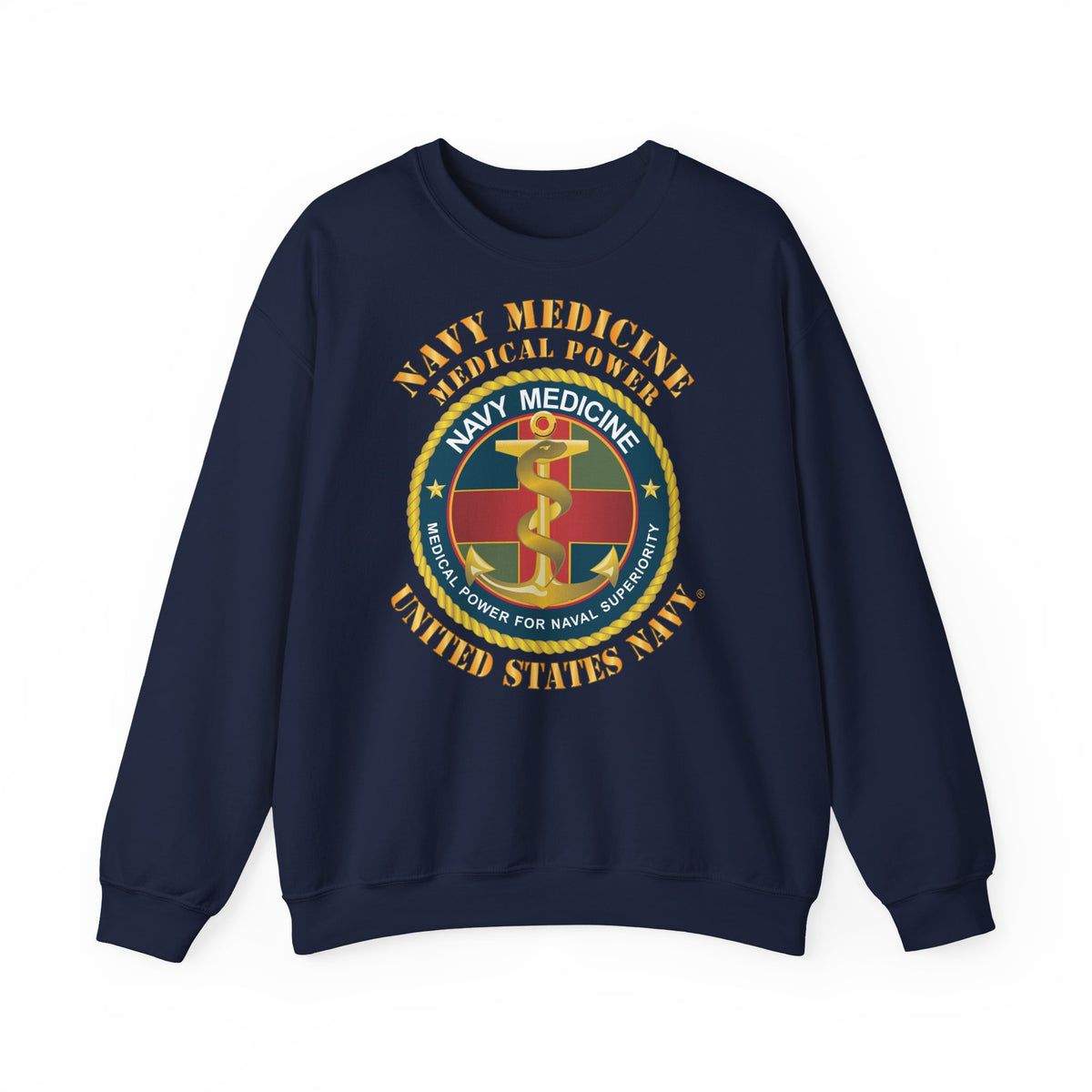 Unisex Heavy Blend™ Crewneck Sweatshirt -  Navy Medicine - Medical Power for Naval Superiority X 300