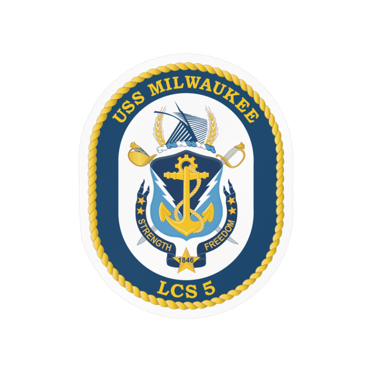 Kiss-Cut Vinyl Decal - Navy - USS Milwaukee (LCS-5) wo Txt X 300