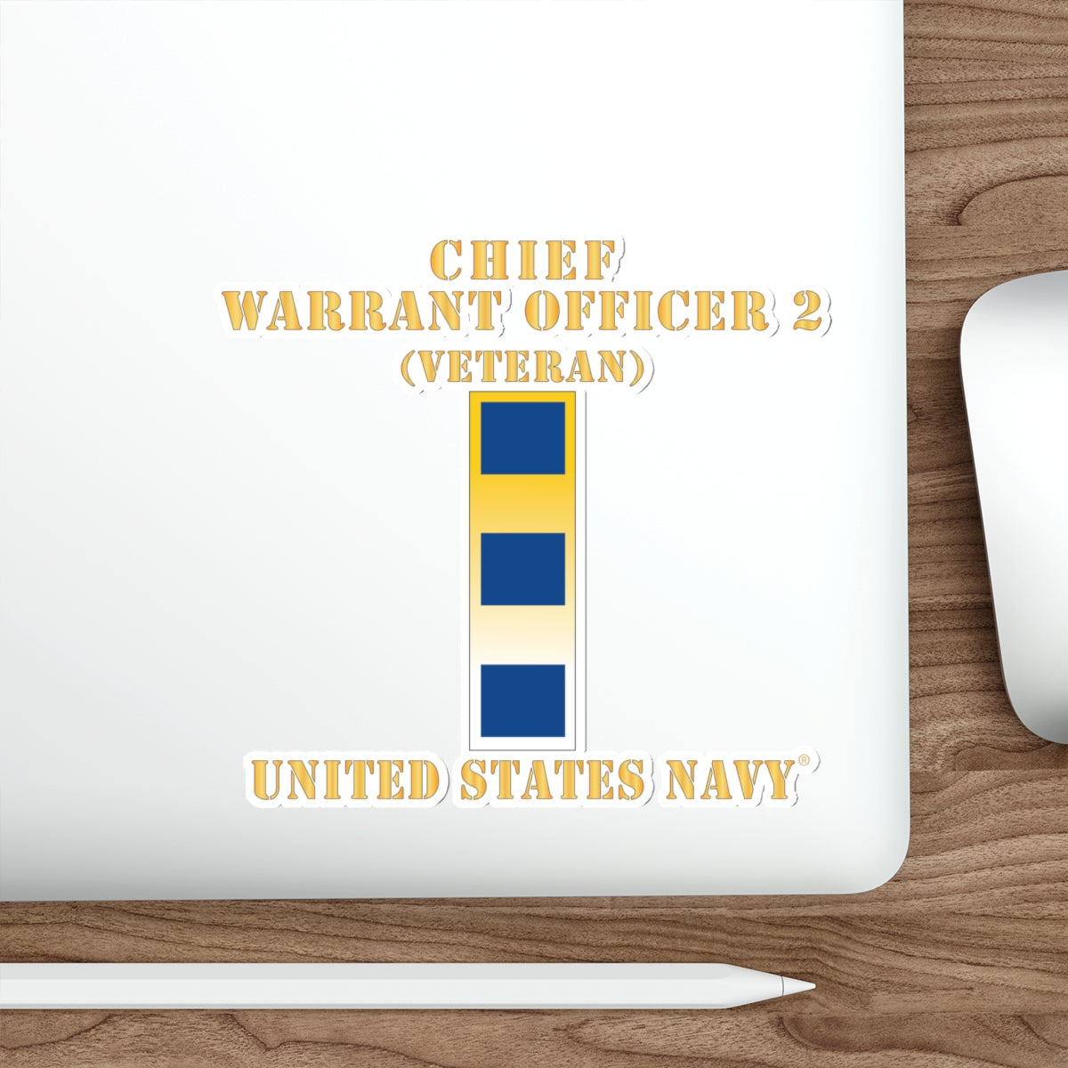 Die-Cut Vinyl Sticker - Navy - Chief Warrant Officer 2 - CW02 - Veteran